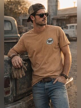 Mack Trucks Graphic Tee Tan Vintage Style Workwear Retro Shirt